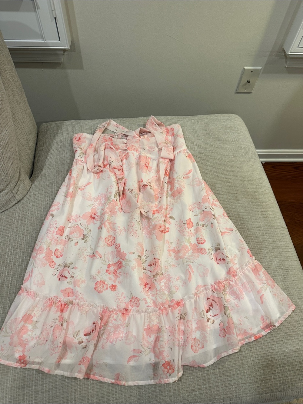 SHEIN Pink and White Floral Mini Dress with halter straps